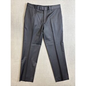 Hugo Boss Mens Charcoal Gray Flat Front Straight Leg Dress Pants Size 34x31